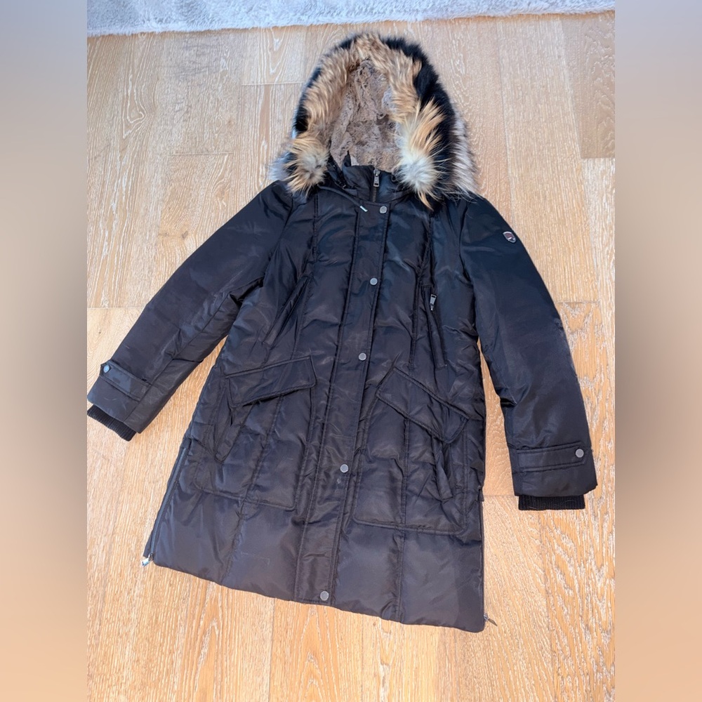 1Madison Expedition Black Puffer Coat with Fur Hood